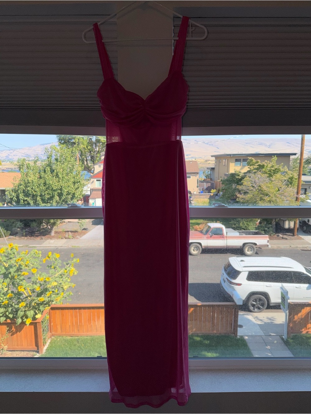 Magenta Sweetheart Neckline Maxi Dress